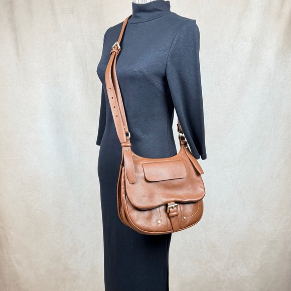Longchamp Brown Pebbled Leather Crossbody / Shoulder Bag | Adjustable Strap - Picture 4 of 17